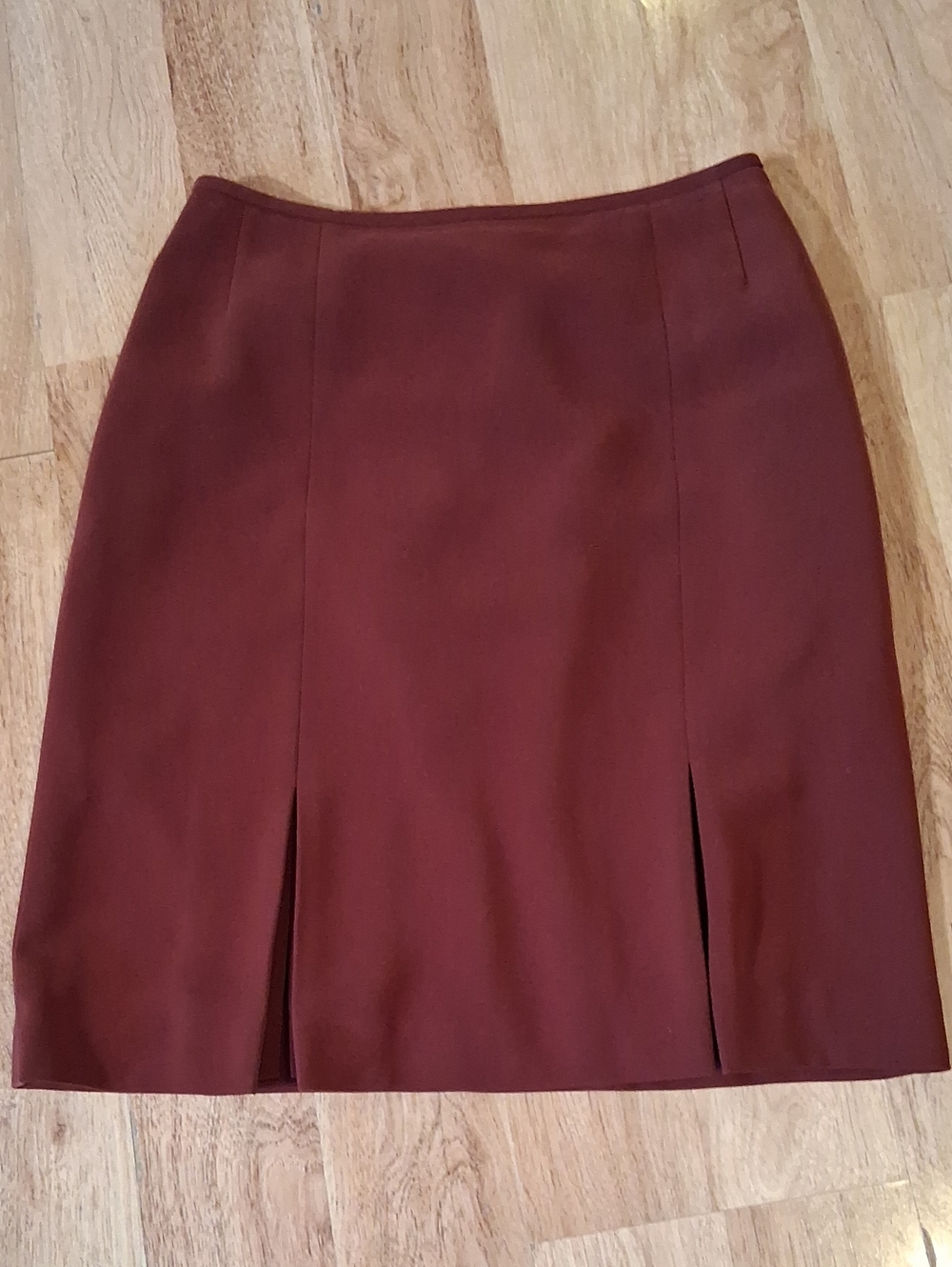 Kasper Burgundy Pencil Skirt with Front Slits